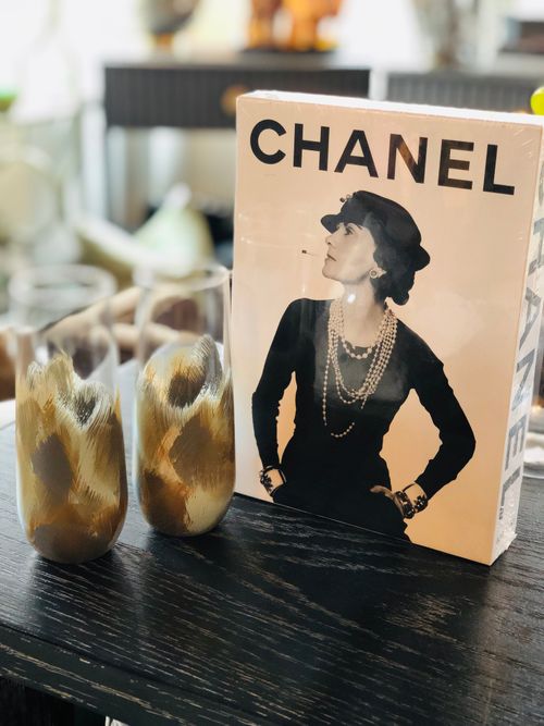 Stemless Champagne Flutes and Chanel Book