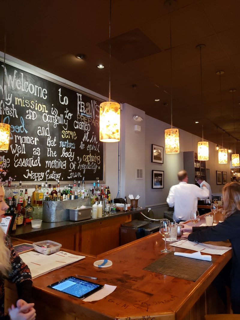 The bar at Fran's Filling Station